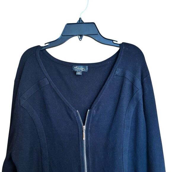 Thalia Sodi Cardigan Womens XL Black Zipper Accent Stretch Long Sleeve Sweater - Picture 2 of 8